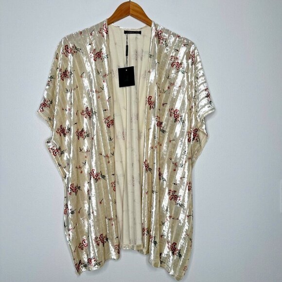 Velvet Kimono Do Everything in Love OS Floral Ivory - Picture 1 of 9